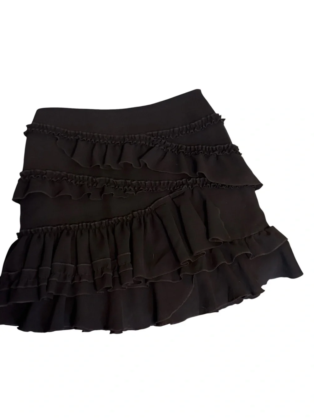 INC Black Ruffle Tiered Mini Skirt - Women